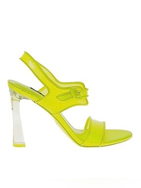 NINE WEST ~ Neon Yellow Peep Toe Transparent Acrylic Women's 4.24” Heels